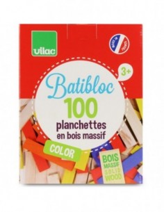 Batibloc color 100 planchettes colorées en bois massif