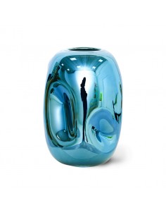 Vase en verre bleu-chrome