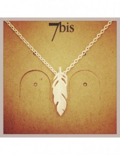 Collier fin plume droite argent - 7BIS