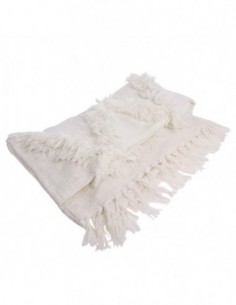 Couvre-lit blanc à franges