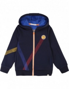 Cardigan à capuche sérigraphié Bleu cargo